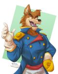  anthro blue_clothing blue_jacket blue_topwear canid canine canis clothing disney don_karnage ducktales ducktales_(2017) floppy_ears gloves handwear hi_res jacket male mammal melee_weapon red_wolf solo sword talespin topwear volktron_(artist) weapon wolf 