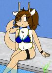  absurd_res anthro antlers bikini breasts brown_hair cervid choker clothing eyelashes_visible_through_hair female fish hair hi_res horn hybrid jewelry mammal marine miguelthegaymer necklace shark shark_tail solo swimwear trans_(lore) trans_woman_(lore) vane_(miguelthegaymer) vanethegaymer 