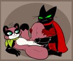  &lt;3 3_fingers 3_toes 4_fingers absurd_res anthro azureinthedark balls bedroom_eyes bent_over big_balls big_penis black_body black_fur blush brown_background canid canine cape cartoon_network clothing crotch_tuft curvaceous curvy_figure dipstick_tail domestic_cat duo erection feet felid feline felis female fingers flat_chested fur genitals glistening glistening_body glistening_fur glistening_legs glistening_tail gloves green_eyes green_sclera hand_on_leg hands_on_leg handwear hi_res holding_leg hourglass_figure imminent_sex larger_female looking_at_another lying male male/female mammal mao_mao:_heroes_of_pure_heart markings multicolored_body multicolored_fur narrowed_eyes nude on_back penis pink_body pink_fur pussy raccoon_dog scarf seductive sheriff_mao_mao_mao simple_background size_difference smaller_male smile tail_markings tanuki tanya_keys thick_thighs toes tuft voluptuous white_body white_fur wide_hips 