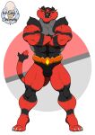  1ceberg absurd_res anthro bulge claws clothed clothing crossed_arms fangs felid hi_res incineroar looking_at_viewer male mammal muscular muscular_male nintendo partially_clothed pecs pok&eacute;mon pok&eacute;mon_(species) red_body smile smirk solo spread_legs spreading standing underwear video_games 