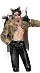  &lt;3 5_fingers abs alternate_species amateur_owl animal_humanoid cat_humanoid clothed clothing duo eye_patch eyewear facial_hair felid felid_humanoid feline feline_humanoid fingers gloves goro_majima handwear hi_res holding_knife holding_object humanoid jewelry knife majima male mammal mammal_humanoid necklace open_clothing open_mouth open_shirt open_smile open_topwear portrait shirt simple_background smile solo_focus tattoo three-quarter_portrait topwear white_background 