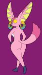  2022 anonymous_artist anthro big_butt breasts butt canid canine digital_drawing_(artwork) digital_media_(artwork) ear_piercing ear_ring earna female fox fur hand_on_hip hi_res jade_cocoon_2 legs_together looking_back mammal multicolored_body piercing pink_body pink_fur presenting raised_tail side_boob smile solo standing toony wide_hips yellow_eyes 