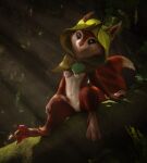  3d_(artwork) 4_fingers abdominal_bulge breasts cape claws clothing digital_media_(artwork) dota eyelashes feet female feral fingers forest forest_background fur genitals grass hi_res hood hoodwink_(dota) makeup mammal nature nature_background nude outside plant red_body red_fur rodent sciurid solo tail_tuft toes tree tree_squirrel tuft video_games vlad-lox white_body 