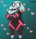  2022 absurd_res anthro big_breasts big_ears blue_body breasts brown_eyes cleavage clothed clothing dezmine21 female hands_behind_back hi_res huge_breasts looking_away milly_(dezmine21) nintendo open_mouth phanpy pok&eacute;mon pok&eacute;mon_(species) signature solo suit trunk video_games wide_hips 