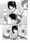 doujinshi highres idol restroom satomi_hidefumi scat spanish_text squat_toilet squatting toilet toilet_paper toilet_use translated 