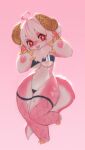  ahoge anthro big_head blep breasts clothing dragon female fur furred_dragon gris_swimsuit hair heart_(marking) hi_res horn medium_breasts meme meme_clothing navel one-piece_swimsuit pink_body pink_fur soda_uyu solo swimwear thick_calves thick_thighs tongue tongue_out translucent translucent_clothing translucent_swimwear under_boob white_body white_fur white_hair wide_hips 