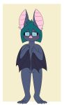  absurd_res anthro blush chiropteran eyewear female genitals glasses hi_res mammal microchiropteran nude pencil_bolt phyllostomid pussy solo sonarine_(pencil_bolt) standing vampire_bat yangochiropteran 