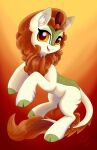  absurd_res asian_mythology autumn_blaze_(mlp) chinese_mythology cloven_hooves dipstick_ears east_asian_mythology eyelashes female feral friendship_is_magic fur gleamydreams green_body green_scales hi_res hooves horn inner_ear_fluff kirin looking_at_viewer mammal mane multicolored_ears my_little_pony mythology on_hind_legs open_mouth open_smile scales smile solo tongue tuft white_body white_fur yellow_eyes 