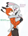  anthro blush canid canine disney duo female fox hi_res judy_hopps lagomorph leporid male male/female mammal manly muscular nick_wilde pace-maker rabbit thick_thighs zootopia 