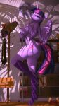  3d_(artwork) absurd_res anthro anthrofied big_breasts breasts butt clothing digital_media_(artwork) equid equine feathers female friendship_is_magic hasbro hi_res high_heels horn lingerie loveslove mammal my_little_pony purple_body purple_feathers solo twilight_sparkle_(mlp) winged_unicorn wings 