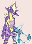  anthro dominant dominant_male duo eeveelution fellatio female feral glaceon hand_on_head male male/female nintendo oral penile pok&eacute;mon pok&eacute;mon_(species) robo_(pixiv) sex simple_background size_difference smaller_female standing tongue tongue_out toxtricity video_games 