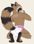  anthro blush bodily_fluids clean_diaper diaper diaper_fetish guardians_of_the_galaxy hi_res infantilism kuneho male mammal marvel procyonid raccoon rocket_raccoon solo tagme tears upset 