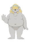  2022 absurd_res anthro belly black_nose grey_body hair hair_over_eyes hi_res humanoid_hands kemono koala konbu male mammal marsupial navel overweight overweight_male simple_background solo vombatiform white_background 
