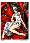  absurdres anklet barefoot china_dress chinese_clothes dress highres horibe_hiderou jewelry original short_hair silver_hair solo 