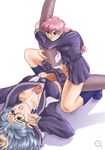  2girls absurdres behind_moon blue_hair bra breasts bulge cameltail cum cum_in_pussy cum_inside cum_on_body cum_on_self dulce_report ejaculation erection erection_under_clothes footwear futa_on_futa futa_with_futa futanari glasses highres kiyose_aoi kuroki_momoe long_penis multiple_girls no_panties paizuri paizuri_under_clothes penis penis_under_clothes pink_hair q_(artist) school_uniform serafuku sex skirt socks thighhighs uncensored underwear vaginal veins veiny_penis 