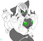  arc_system_works blazblue cat_ears cat_tail catgirl cute furry green_nipples hood hoodie nipples tail taokaka underwear 