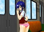  ahoge ass blue_hair blush brown_eyes cute mahou_sensei_negima mahou_sensei_negima! miyazaki_nodoka open_mouth panties train underwear 