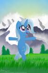  blue_body blue_fur blue_mane blue_tail bvsquare crossover cutie_mark equid equine evergreen_tree female feral friendship_is_magic fur grass hasbro hi_res horn mammal mane mountain my_little_pony outside parody pine_tree plant purple_eyes signature solo the_sound_of_music tree trixie_(mlp) unicorn 