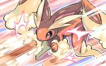  bent_over black_sclera clenched_hands colored_sclera commentary_request hyou_(hyouga617) legs_apart lopunny motion_blur outline pokemon pokemon_(creature) punching red_eyes solo 