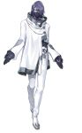  1boy black_gloves black_hair black_shirt gloves hair_behind_ear hair_over_one_eye jacket male_focus mask mouth_mask official_art one_eye_covered open_hands pants purple_eyes purple_hair shirt shoes silver_deacon_(smc) solo super_mecha_champions transparent_background white_footwear white_jacket white_pants 