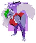  anthro bent_over bracelet claws ear_piercing english_text female five_nights_at_freddy&#039;s five_nights_at_freddy&#039;s:_security_breach hi_res jewelry looking_at_viewer piercing roxanne_wolf_(fnaf) scottgames simple_background solo spiked_bracelet spikes text video_games white_background zoecinno 