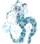  anthro big_breasts blue_eyes breasts curvy_figure felid female fluffy hair huge_brests mammal pantherine snow_leopard solo spots spotted_body standing tai_tai_kun white_hair wide_hips 