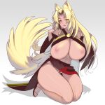  5_toes absurd_res animal_humanoid armwear asian_clothing big_breasts biped blonde_hair bottomwear bow_panties breasts canid canid_humanoid canine canine_humanoid clothed clothing curvy_figure cute_fangs detached_sleeves digital_media_(artwork) east_asian_clothing exposed_breasts eyelashes fangs feet female fluffy fluffy_tail footwear fox_humanoid front_view full-length_portrait fur glistening glistening_body glistening_breasts glistening_eyes glistening_skin grey_background grey_inner_ear hair hi_res huge_breasts humanoid humanoid_feet humanoid_hands inner_ear_fluff japanese_clothing kneeling light_body light_skin long_hair looking_at_viewer mammal mammal_humanoid masao monotone_body monotone_fur monotone_hair monotone_tail nipples open_mouth open_smile panties partially_clothed pink_nipples portrait red_bottomwear red_clothing red_skirt sandals simple_background skirt smile solo tan_body tan_skin thick_thighs three-quarter_view toes tuft underwear voluptuous white_panties yellow_body yellow_eyes yellow_fur yellow_inner_ear_fluff yellow_tail 