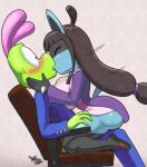  anthro anthro_on_anthro big_breasts blush breast_squish breasts clothing female footwear hi_res kissing lucario male male/female nintendo pok&eacute;mon pok&eacute;mon_(species) sandals simple_background squish tansau video_games 
