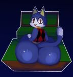  animal_crossing anthro big_breasts bottomless breasts clothed clothing darky domestic_cat felid feline felis huge_breasts looking_at_viewer looking_back looking_back_at_viewer mammal nintendo open_mouth open_smile rover_(animal_crossing) smile solo video_games 