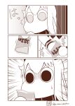  (o) (o)_(o) 1girl artist_name collar empty food food_on_face hair_between_eyes highres horns kantai_collection long_hair mittens moomin muppo sazanami_konami setsubun sidelocks solo surprised sweatdrop translation_request twitter_username wide-eyed 