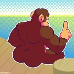  anthro ape butt digital_media_(artwork) donkey_kong_(character) donkey_kong_(series) fizzyjay fur gorilla haplorhine hi_res male mammal meme muscular muscular_male nintendo primate solo video_games 
