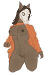  &lt;3 andr0ch anthro black_body black_fur black_hair black_nipples bone breasts canid canine clothing female fur hair hi_res jacket looking_at_viewer malo mammal nipples scp-1471 scp-1471-a scp_foundation simple_background skull solo topwear 