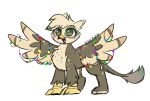  absurd_res ambiguous_gender avian beak blush brown_eyes christmas_lights feathers feral gryphon hi_res kittyrosie long_tail multicolored_body multicolored_feathers mythological_avian mythology open_mouth simple_background tuft white_back white_background wings 