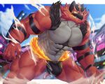  2022 abs anthro barazoku biceps big_bulge big_muscles breath_powers bulge cancerdoge chest_tuft claws clothed clothing cloud day elemental_manipulation fangs finger_claws fire fire_breathing fire_manipulation fur green_eyes huge_bulge huge_muscles incineroar male muscular muscular_anthro muscular_male nintendo obliques outside pecs pok&eacute;mon pok&eacute;mon_(species) portrait quads sharp_teeth sky smile smirk solo standing teeth thong three-quarter_portrait triceps tuft underwear video_games yellow_sclera 