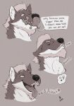  anthro anthro_pred beard canid canine canis dragoneater duo facial_hair feral feral_prey hair hi_res judaswolf male male/male mammal monochrome mouse murid murine neck_bulge onomatopoeia oral_vore rodent sequential_art sound_effects text vore webcomic wolf 