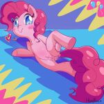  &lt;3 &lt;3_eyes bodily_fluids equid equine equine_anus featureless_feet featureless_hands female feral friendship_is_magic genital_fluids genitals headhazed hi_res horse looking_at_viewer lying mammal my_little_pony nude on_side pinkie_pie_(mlp) pony pubes pussy pussy_juice raised_leg smile solo squish thigh_squish 