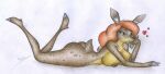  &lt;3 absurd_res alternate_species anthro breasts butt cervid eliza_gardis female hi_res lying mammal nude on_front sinaherib solo traditional_media_(artwork) 
