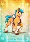  absurd_res avian bird brown_hair chest_tuft cutie_mark earth_pony equid equine hair hasbro hi_res hitch_trailblazer_(mlp) hooves horse lupiarts male mammal mlp_g5 my_little_pony pony solo tin_can tuft turquoise_hair 