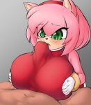  amy_rose anthro big_breasts blush bodily_fluids breast_play breast_squish breasts bulge clothed clothed_sex clothing cum cum_in_clothing cum_through_clothing duo eulipotyphlan faceless_character faceless_male female genital_fluids genital_outline grey_background hand_on_breast hedgehog hi_res huge_breasts human human_on_anthro interspecies male male/female mammal open_mouth penis_outline pldf sega sex simple_background sonic_the_hedgehog_(series) squish titfuck titfuck_under_clothes wet wet_clothing 