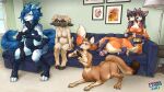  anthro bovid canid canid_taur canine canine_taur caprine casual_nudity dixie_seterdahl female fox fox_taur group gynomorph hanging_out intersex larru-larru mammal mammal_taur mindy_blaese multi_arm multi_head multi_limb nude pregnant sheep taur 