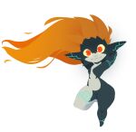  female flowing_hair hair hands_behind_head humanoid humanoid_pointy_ears imp long_hair looking_at_viewer markings midna nintendo not_furry orange_hair red_eyes simple_background smile solo the_legend_of_zelda twili twilight_princess unknown_artist video_games white_background 