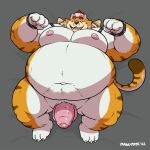  2022 anthro balls belly black_nose bowser felid genitals hi_res humanoid_genitalia humanoid_hands humanoid_penis male mammal manlyster mario_bros meowser moobs navel nintendo nipples overweight overweight_male penis solo video_games white_body yellow_body 
