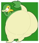  absurd_res ambiguous_gender anthro big_butt brown_eyes butt cyandrive98 half-closed_eyes hi_res huge_butt hyper hyper_butt looking_at_viewer looking_back multicolored_body narrowed_eyes nintendo nude open_mouth pok&eacute;mon pok&eacute;mon_(species) snivy solo thick_thighs video_games wide_hips 