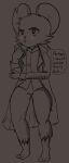  anthro bottomless clothed clothing coat female flat_(disambiguation) genitals jacket lewdbastard mammal mina_(mina_the_hollower) mina_the_hollower mouse murid murine pussy rodent solo topwear trenchcoat 