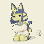  1:1 anatid animal_crossing ankha_(animal_crossing) anseriform anthro avian big_breasts bird breasts domestic_cat duck duo eyes_popping_out felid feline felis female hi_res huge_breasts human kneeling looking_at_viewer male mammal nintendo simple_background sketch smile smug unknown_artist video_games villager_(animal_crossing) 