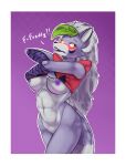  2022 anthro big_breasts breasts canid canine canis digital_media_(artwork) female five_nights_at_freddy&#039;s five_nights_at_freddy&#039;s:_security_breach fur genitals green_hair hair hi_res machine mammal nipples nude pussy robot roxanne_wolf_(fnaf) scottgames simple_background solo video_games wolf yukkooart 