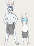  2018 age_difference angstrom anthro balls balls_outline big_balls big_bulge big_penis blue_hair blush bulge clothing duo eyes_closed eyewear father father_and_child father_and_son flaccid genital_outline genitals glasses hair hand_on_hip huge_balls huge_bulge lagomorph larger_male leporid male mammal marco_(angstrom) max_(angstrom) parent parent_and_child penis penis_outline rabbit size_difference smaller_male smile son underwear white_body young 