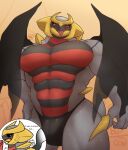  abs anthro anthrofied biped blackontrack dragon giratina hi_res humanoid legendary_pok&eacute;mon male muscular muscular_male nintendo open_mouth pecs pok&eacute;mon pok&eacute;mon_(species) red_eyes solo standing tongue tongue_out video_games wings 