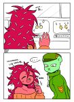  ... anthro bodily_fluids clothed clothing comic dandruff dialogue dog_tags duo ear_piercing ear_ring english_text ev_htf_(artist) eyes_closed female flaky_(htf) flippy_(htf) fur green_body green_fur hair happy_tree_friends hat headgear headwear hi_res jewelry korean_text male mammal military_cap military_clothing off_shoulder piercing porcupine red_body red_fur red_hair rodent shopping store sweat sweatdrop sweater text topwear touching_face ursid window yellow_eyes 
