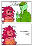  ? anthro anticipation bodily_fluids clothed clothing comic dandruff dialogue dog_tags duo english_text ev_htf_(artist) female flaky_(htf) flippy_(htf) fur green_body green_fur hair happy_tree_friends hat headgear headwear hi_res korean_text male mammal military_cap military_clothing off_shoulder porcupine raised_hand red_body red_fur red_hair rodent speech_bubble sweat sweatdrop sweater text topwear ursid yellow_eyes 